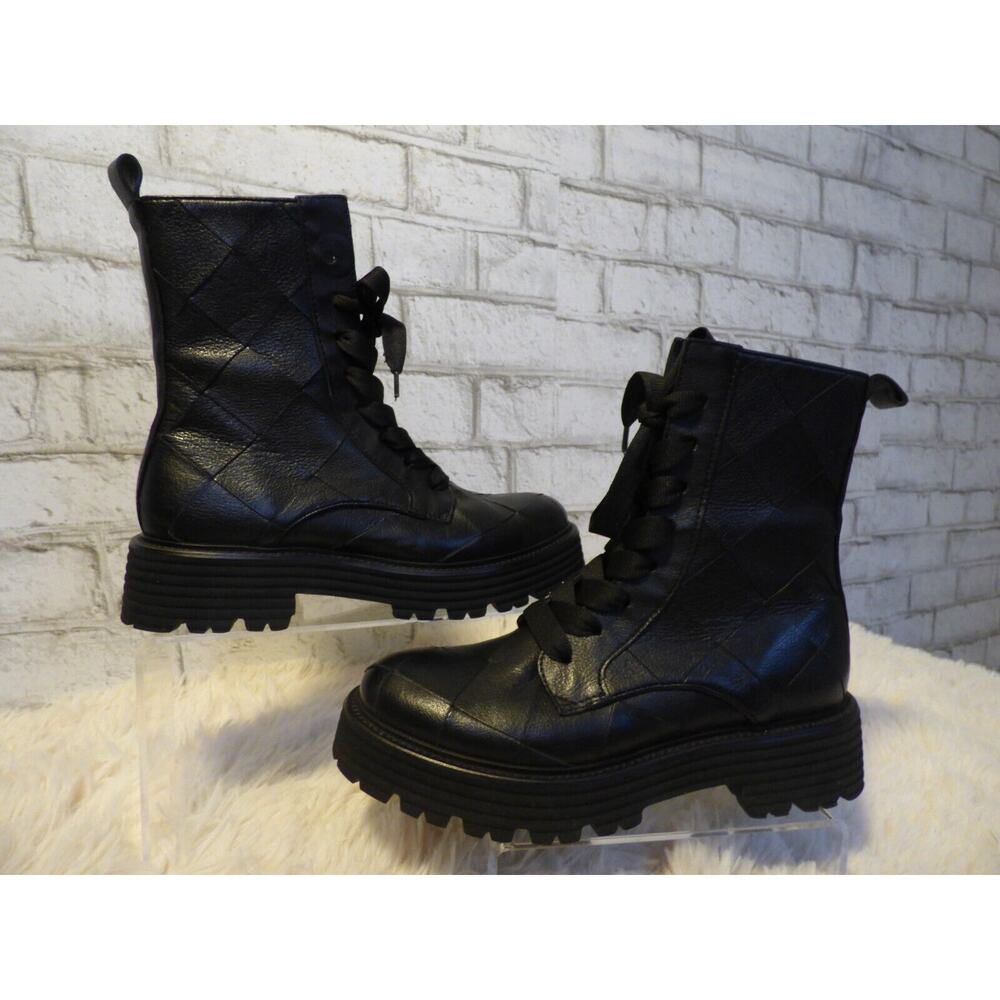 Kennel and Schmenger Power Woven Black Leather Combat Boots 7 NEW